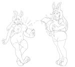  absurd_res anthro big_breasts bodily_fluids breast_expansion breast_milking breasts collar expansion female fur growth hair hi_res holding_breast lactating lagomorph leporid mammal milk nipples nude rabbit scummuffin shybun solo 