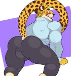  anthro anus balls biceps big_butt big_tail blue_eyes blush bulge butt cheetah clenched_teeth clothed clothing digital_media_(artwork) embarrassed felid feline fur fur_markings genitals herzch1 hi_res looking_back male mammal markings muscular muscular_anthro muscular_male neck_tuft open_mouth pantsless presenting presenting_hindquarters randy_d_raccoon rear_view shirt simple_background solo solo_focus spots spotted_body spotted_fur spotted_markings spotted_tail tail_markings teeth teeth_showing thick_thighs topwear tuft yellow_body yellow_fur 