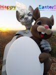  3d_(artwork) absurd_res anthro canid canine canis digital_media_(artwork) disgruntled disgruntled_(artist) domestic_dog ear_piercing ear_ring easter easter_egg egg english_text fur hair hi_res holidays huge_filesize jack_(disgruntled) lagomorph leporid looking_at_viewer male mammal nude piercing rabbit solo text 