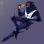  alcohol alien beverage bodypaint bottle bottomwear clothing dog_tags face_paint hi_res holding_bottle holding_object male mass_effect noeden orange_eyes pants reclining shirt solo stratos_incultix tank_top topwear turian video_games whiskey 