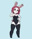  angelique_(shy_ayu) anthro blush boots breasts bunny_costume clothed clothing costume easter easter_bunny eyelashes female footwear fur hair hi_res holidays humanoid lagomorph legwear leporid long_ears mammal multicolored_tail pink_hair rabbit red_hair scut_tail short_tail shy_ayu text thick_thighs thigh_boots thigh_highs white_body white_fur 