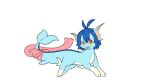  3_fingers 3_toes absurd_res amber_eyes blue_body bow_ribbon dorsal_fin eeveelution feet female feral fin fingers hi_res looking_at_viewer lying nintendo pok&eacute;mon pok&eacute;mon_(species) ruka_vaporeon simple_background solo toes tongue tongue_out unknown_artist vaporeon video_games white_background white_body 