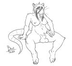  ambiguous_gender animal_genitalia anthro balls belly boo3 breasts fully_sheathed genitals gynomorph hair intersex jj_(boo3) long_hair mammal murid murine nipples nonbinary_(lore) nude rat rodent sheath slightly_chubby solo whiskers 