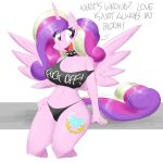  anthro anthrofied clothing collar cutie_mark equid equine female flutterthrash friendship_is_magic hair hasbro hi_res horn mammal mature_anthro mature_female multicolored_hair multicolored_tail my_little_pony panties pink_body princess_cadance_(mlp) purple_eyes simple_background sitting solo spiked_collar spikes topwear underwear white_background winged_unicorn wings 