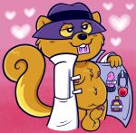  &lt;3 &lt;3_eyes anthro ball_gag balls blush buckteeth clothed clothing coat condom condom_in_mouth flashing gag genitals hanna-barbera hat headgear headwear hi_res lube_bottle male mammal nipples partially_clothed penis rodent sciurid secret_squirrel secret_squirrel_show sex_toy sexual_barrier_device sinribbons solo teeth topwear trenchcoat vibrator 