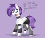  absurd_res blue_eyes clothing collar ear_piercing equid equine fan_character female feral flutterthrash goth hair hasbro hi_res jewelry makeup mammal my_little_pony necklace pegasus piercing purple_hair purple_tail solo spiked_collar spikes white_body wings 