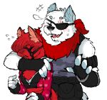  2022 anthro blush camelid clothing digital_drawing_(artwork) digital_media_(artwork) duo embrace epic_games fortnite friendly fur gloves hair handwear happy heartbreaker_(fortnite) hug llama low_res male male/male mammal nervous open_mouth peach- polar_bear polar_patroller_(fortnite) red_body red_fur robe scar simple_background smile ursid ursine video_games white_body white_fur 