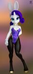  3d_(artwork) anthro athletic bow_tie bunny_costume clothing costume digital_media_(artwork) equid equine fake_ears fake_rabbit_ears female friendship_is_magic hi_res horn legwear mammal my_little_pony pantyhose rarity_(mlp) simple_background solo thirteeenth unicorn unitard 