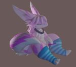  anthro blender_(software) blender_cycles chest_tuft clothing collar dildo dildo_in_pussy dildo_insertion eyes_closed facial_markings female feral fur genitals hair hand_on_tail head_markings hi_res legwear looking_pleasured markings masturbation penetration pink_body pink_fur pink_hair rikkor rikoru sex_toy sex_toy_in_pussy sex_toy_insertion sitting solo stockings tongue tongue_out tuft vaginal vaginal_penetration 