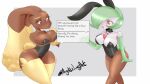  angelwingart anthro big_breasts blush breasts bunny_costume clothed clothing costume duo fake_ears fake_rabbit_ears female female/female fur gardevoir hair hi_res humanoid lagomorph looking_at_viewer lopunny mammal nintendo pok&eacute;mon pok&eacute;mon_(species) simple_background smile speech_bubble video_games 