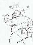  2022 amphibian anthro belly big_belly big_butt big_the_cat blush butt domestic_cat duo exclamation_point felid feline felis feral frog hi_res lexor_komuga male mammal overweight overweight_male question_mark sega simple_background size_difference sonic_the_hedgehog_(series) 