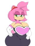  accessory amy_rose anthro big_breasts breasts cleavage clothed clothing cosplay eulipotyphlan female gloves green_eyes hair hair_accessory hairband half-closed_eyes hand_on_hip handwear hedgehog hi_res mammal multicolored_body narrowed_eyes neom-daddy pink_hair rouge_the_bat sega skinsuit solo sonic_the_hedgehog_(series) thick_thighs tight_clothing two_tone_body wide_hips 