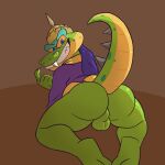  activision anthro balls beckoning big_butt bubble_butt butt crash_bandicoot_(series) genitals gesture green_body hi_res huge_butt komodo_dragon komodo_joe lizard male monitor_lizard pooncartoonist reptile scalie sharp_teeth solo teeth video_games 