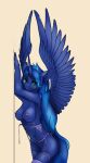  against_surface against_wall anthro areola breasts butt clothing equid equine female friendship_is_magic garter_belt garter_straps hasbro hi_res horn legwear lingerie looking_at_viewer mammal my_little_pony navel nipples nude princess_luna_(mlp) solo spread_wings stockings tenebrisnoctus thigh_highs winged_unicorn wings 