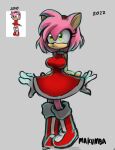  amy_rose anthro clothed clothing digital_media_(artwork) dress female gloves green_eyes handwear hi_res looking_up makumba red_clothing red_dress redraw sega simple_background solo sonic_the_hedgehog_(series) standing white_clothing white_gloves white_handwear 