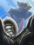  avian bird breath_of_the_wild feet hi_res low-angle_view macro magpi male micro nintendo revali rito the_legend_of_zelda video_games worm&#039;s-eye_view 