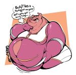  anthro belly belly_overhang belt big_belly big_butt boot_(artist) bootfromtv breath butt clothed clothing dewlap_(anatomy) dialogue domestic_pig double_chin english_text holding_chin huff jumpsuit male mammal moobs nintendo obese obese_anthro obese_male overweight overweight_anthro overweight_male pigma_dengar pink_body pink_skin rumbling_stomach simple_background solo sound_effects speech_bubble star_fox suid suina sus_(pig) teeth text thick_thighs tight_clothing torn_clothing video_games wide_hips 