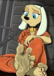  5_toes a-fitzga absurd_res anthro barefoot blue_eyes brandy_and_mr._whiskers brandy_harrington breasts canid canine canis colored_nails dirty_feet disney domestic_dog feet female floppy_ears foot_focus hi_res humanoid_feet mammal nails paws prison solo toes 