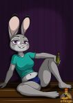  a-fitzga absurd_res anthro camel_toe clothing disney drunk feet female hi_res humanoid judy_hopps lagomorph leporid mammal panties paws rabbit sitting solo substance_intoxication underwear zootopia 