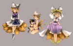  1980s_(style) 2girls adapted_costume animal_ears bad_id bad_twitter_id bikini blonde_hair blue_tabard blush breasts brown_eyes brown_hair cat_ears cat_tail chen cleavage closed_mouth commentary_request dress flower fox_tail frilled_dress frilled_hat frills green_headwear hands_in_opposite_sleeves hat long_sleeves medium_breasts mob_cap multiple_girls multiple_tails nekomata pillow_hat retro_artstyle short_hair skirt_hold small_breasts smile socks swimsuit tabard tail takemoto_izumi_(style) tassel touhou two_tails veil wet white_dress white_headwear white_legwear wide_sleeves yakumo_ran yatyou yellow_eyes 