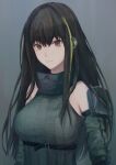  1girl absurdres bare_shoulders black_hair brown_hair eni_rei expressionless eyebrows_visible_through_hair girls&#039;_frontline green_hair highres long_hair looking_at_viewer m4a1_(girls&#039;_frontline) mod3_(girls&#039;_frontline) multicolored_hair solo streaked_hair upper_body 