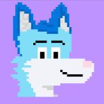  anthro blue_body blue_fur blue_hair canid canine canis domestic_dog fluke_the_husky fur hair hi_res husky male mammal nordic_sled_dog oddiefox pink_nose pupils smile solo spitz white_body white_fur 
