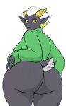  big_butt bovid butt caprine caprine_demon clothing curvy_figure demon demon_humanoid female freckled_face freckles freckles_on_butt goat_demon goat_tail green_clothing green_sweater green_topwear hair horizontal_pupils horn humanoid humanoid_pointy_ears mammal mature_female meredith_(quidhansed) pearl_earring pupils quidhansed solo solo_focus sweater thick_thighs topwear voluptuous white_hair wide_hips yellow_eyes 