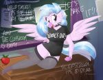  apple avian blue_hair chalkboard choker classroom clothing collar desk dialogue english_text european_mythology female flutterthrash friendship_is_magic furniture greek_mythology hair hasbro hi_res hippogriff jewelry legwear my_little_pony mythological_avian mythology necklace panties school shirt silverstream_(mlp) solo spiked_choker spiked_collar spikes stockings t-shirt table text topwear underwear wings 