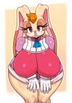  anthro big_breasts blush breasts clothing female gloves handwear hi_res huge_breasts lagomorph leporid lips looking_at_viewer mammal matospectoru mature_female rabbit sega solo sonic_the_hedgehog_(series) thick_thighs vanilla_the_rabbit wide_hips 