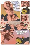  &lt;3 absurd_res anthro balls black_body black_fur blush brown_body brown_fur colored comic dialogue duo english_text erection eye_contact eyewear eyewear_only fur fur_growth genitals glasses glasses_only growth hi_res human kissing looking_at_another looking_pleasured male male/male mammal mid_transformation nipples nude open_mouth penis species_transformation speech_bubble text throatspit tongue tongue_out transformation ursid 