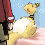  ambiguous_gender ampharos bronzecatworld duo ethan_(pok&eacute;mon) feral low_res lying male nintendo on_back pok&eacute;mon pok&eacute;mon_(species) smile spread_legs spreading video_games 
