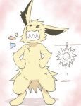  ambiguous_gender anthro blush brown_tail_(artist) canid canine canis cartoon_nudity eeveelution fur hi_res jolteon mammal nintendo nude pok&eacute;mon pok&eacute;mon_(species) semi-anthro smile solo teeth toothy_grin video_games yellow_body yellow_fur 