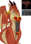  absurd_res anthro areola breasts claws dragon female hi_res horn looking_at_viewer scalie simple_background solo treyer wings 