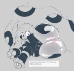  2022 4_toes absol anthro backsack balls big_butt blue_eyes butt canid cute_fangs digital_media_(artwork) fan_character feet feral genitals hi_res huge_butt huge_tail looking_at_viewer male mammal nintendo paws pok&eacute;mon pok&eacute;mon_(species) rear_view shima_(lucaraixen) simple_background smile solo thick_thighs toes uromatsu video_games wide_hips 