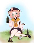  absurdres alcohol animal_ears beer cat_ears cat_tail dazed diona_(genshin_impact) drunk gloves grass highres liquor non-web_source tail 