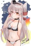  1girl absurdres amatsukaze_(kancolle) artist_name bikini breasts brown_eyes commentary_request cowboy_shot dated eiji_(monochromexd) frilled_bikini frills hair_tubes highres kantai_collection long_hair navel one-hour_drawing_challenge partial_commentary silver_hair small_breasts smokestack_hair_ornament solo swimsuit twitter_username two_side_up white_bikini windsock 
