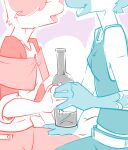  2022 alcohol anthro beverage casey_(moot_point) clio_(moot_point) digital_media_(artwork) domestic_cat duo felid feline felis female female/female hand_holding imminent_kiss mammal mouse murid murine rodent story story_in_description toxoglossa wine wine_bottle 