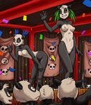  &#186;3&#186; anthro banner bear breasts confetti crowd dofus eyes_closed female furry grin male mammal nipples nude panda pandawa pussy ragathol raised_arm show smile stage standing wakfu waving 