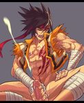  1boy abs bandage black_hair brown_hair cum cum_on_body cum_on_lower_body cum_on_upper_body dungeon_and_fighter dungeon_fighter_online ejaculation erad_senki erection eyes_closed facial foreskin headband male male_fighter male_fighter_(dungeon_and_fighter) male_focus masturbation motion_blur muscle nikism pecs penis pubic_hair shiny shiny_skin slayer sleeveless_vest solo torn_clothes veins vest yaoi 
