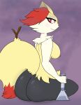  absurd_res anthro avariceprism bedroom_eyes big_breasts black_body bong braixen breasts butt canid canine drugs female fire fluffy fluffy_tail fox fur hi_res inner_ear_fluff looking_at_viewer looking_back looking_pleasured mammal marijuana narrowed_eyes nintendo nipples pok&eacute;mon pok&eacute;mon_(species) rear_view red_body red_eyes red_fur seductive sexy_eyes side_boob side_view simple_background smile smiling_at_viewer smoke smoking solo thick_thighs tuft video_games white_body white_fur wide_hips yellow_body yellow_fur 