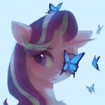  absurd_res anku_(artist) arthropod butterfly equid equine female feral friendship_is_magic fur hair hasbro hi_res horn insect lepidopteran looking_aside mammal multicolored_hair my_little_pony pink_body pink_fur purple_eyes purple_hair starlight_glimmer_(mlp) tuft two_tone_hair unicorn unicorn_horn 