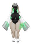  absurd_res anthro areola bandai_namco belt big_breasts biped bottomless breasts claws cleft_of_venus clothed clothing curvaceous curvy_figure digimon digimon_(species) fat_mons female genitals glowing glowing_eyes hi_res huge_breasts huge_thighs looking_at_viewer nipples plump_labia pussy realius simple_background slightly_chubby solo standing taomon thick_thighs toe_claws voluptuous vr_headset 