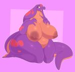  absurd_res anthro areola belly big_areola big_breasts breasts conditional_dnp fangs female hi_res huge_breasts huge_thighs inkplasm keeshee kneeling multicolored_body nipples overweight overweight_female reptile scalie snake solo thick_thighs two_tone_body 