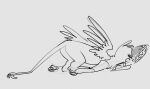  alumx ambiguous_gender avian bowl butt container eyes_closed feathered_wings feathers feral gryphon hi_res long_tail lying monochrome mythological_avian mythology sketch sleeping solo wings 