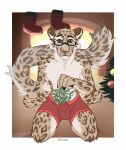  anthro balls_outline biped black_eyebrows brown_body brown_ears brown_eyes brown_fur brown_nose brown_spots brown_tail bulge cheek_tuft chest_tuft christmas christmas_tree clothing elbow_tufts eyebrows facial_tuft felid fireplace footwear front_view fur genital_outline glistening glistening_eyes green_clothing green_footwear green_socks grin hand_behind_back hi_res holidays inner_ear_fluff kneeling looking_at_viewer male mammal markings plant red_clothing red_footwear red_socks red_underwear sheath_outline shoulder_tuft signature smile socks solo spots spotted_arms spotted_body spotted_feet spotted_fur spotted_legs spotted_markings spotted_shoulders spotted_tail square_glasses tail_markings tan_body tan_fur tan_tail tree tuft under_wear underwear white_body white_fur white_inner_ear_fluff white_tail yookie 