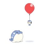  balloon black_eyes closed_mouth commentary_request fangs fangs_out floating from_side highres no_humans pokemon pokemon_(creature) risapaso simple_background smile spheal string white_background 
