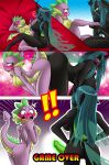  anthro anthro_on_anthro ass_to_ass bent_over big_breasts boastudio breast_size_difference breasts comic crossgender dildo dragon female female/female friendship_is_magic hasbro hi_res mtf_crossgender my_little_pony nude queen_chrysalis_(mlp) sex sex_toy spike_(mlp) strapon tribadism vaginal 