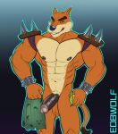  abs absurd_res activision anthro balls bracelet crash_bandicoot_(series) edbwolf felid genitals hi_res jewelry male mammal muscular muscular_anthro muscular_male nipples orange_body pantherine pecs penis solo spiked_bracelet spikes tiger tiny_tiger video_games 