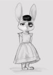  age_difference amy_watterson_(rubythepinkdragon) angry annoyed anthro black_and_white black_hair clothing dress female hair invalid_tag lagomorph leporid mammal monochrome qupostuv35 rabbit short_hair sibling sketch solo twins young younger_female 