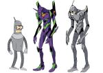  absurdres animification bender_bending_rodriguez eva_01 futurama highres mecha neon_genesis_evangelion no_humans robot science_fiction simple_background white_background 